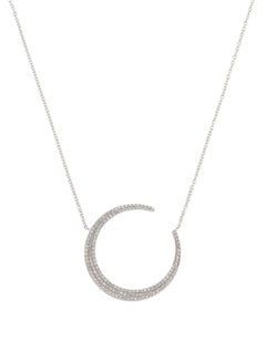 0.37 Carat Diamond Crescent Moon White Gold Pendant Necklace
