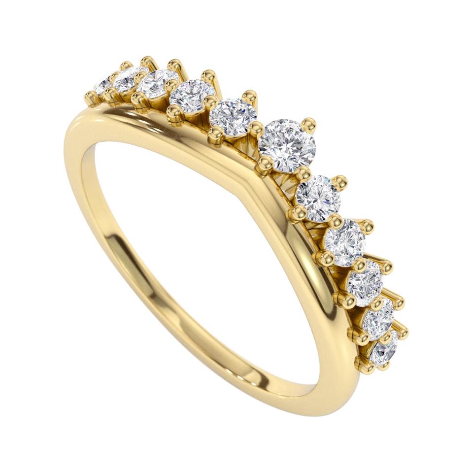 Shlomit Rogel, bague à anneau couronne en or jaune 14 carats et diamants 0,37 carat