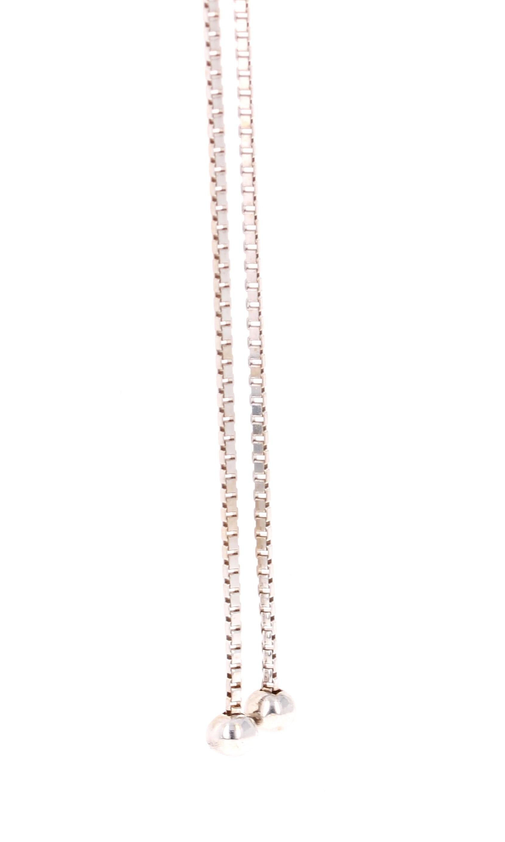 Modern 0.37 Carat Diamond Lariat Style Necklace in 14 Karat White Gold For Sale