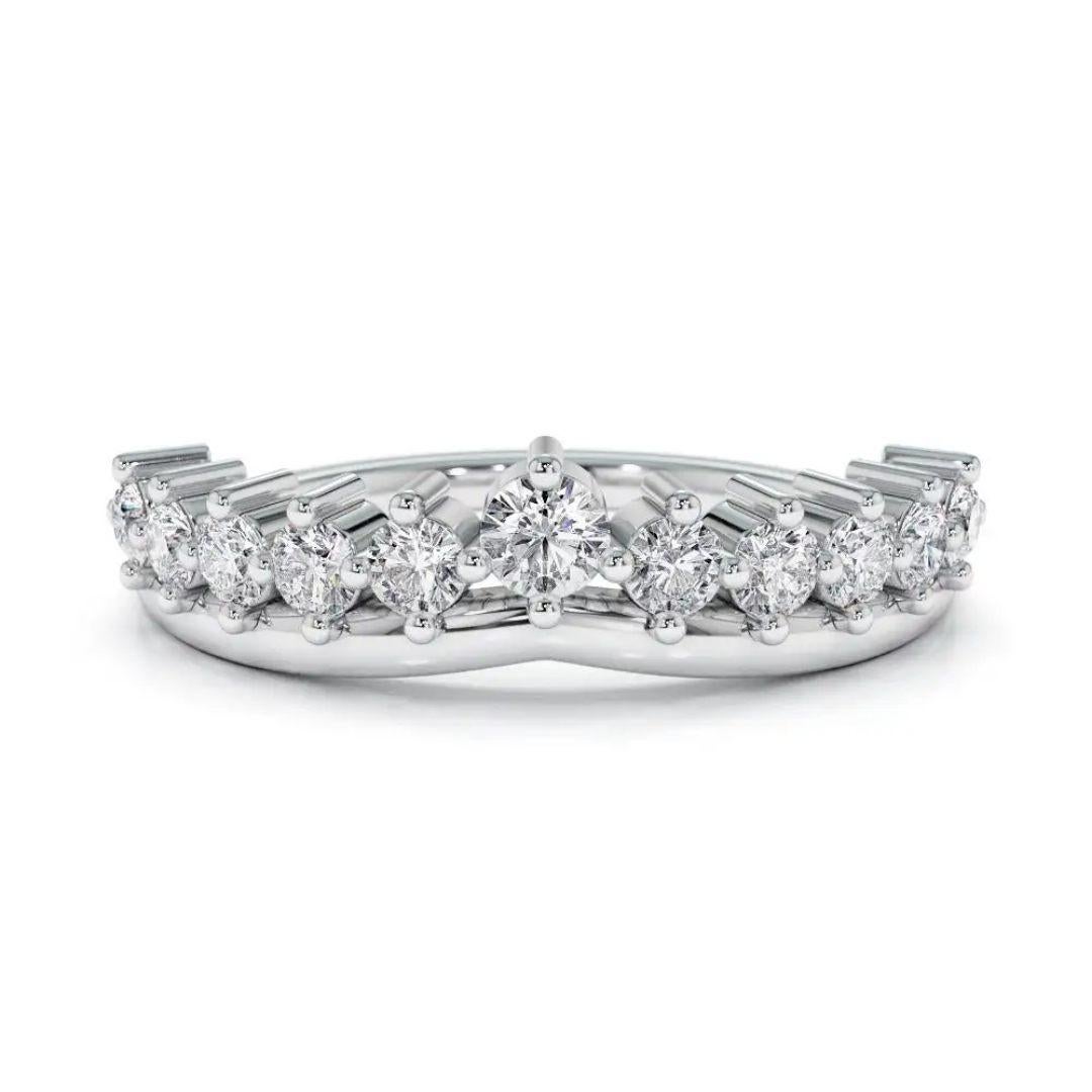 For Sale:  0.37 Carat Genuine Diamond Crown Band Ring in 14k White Gold, Shlomit Rogel 2