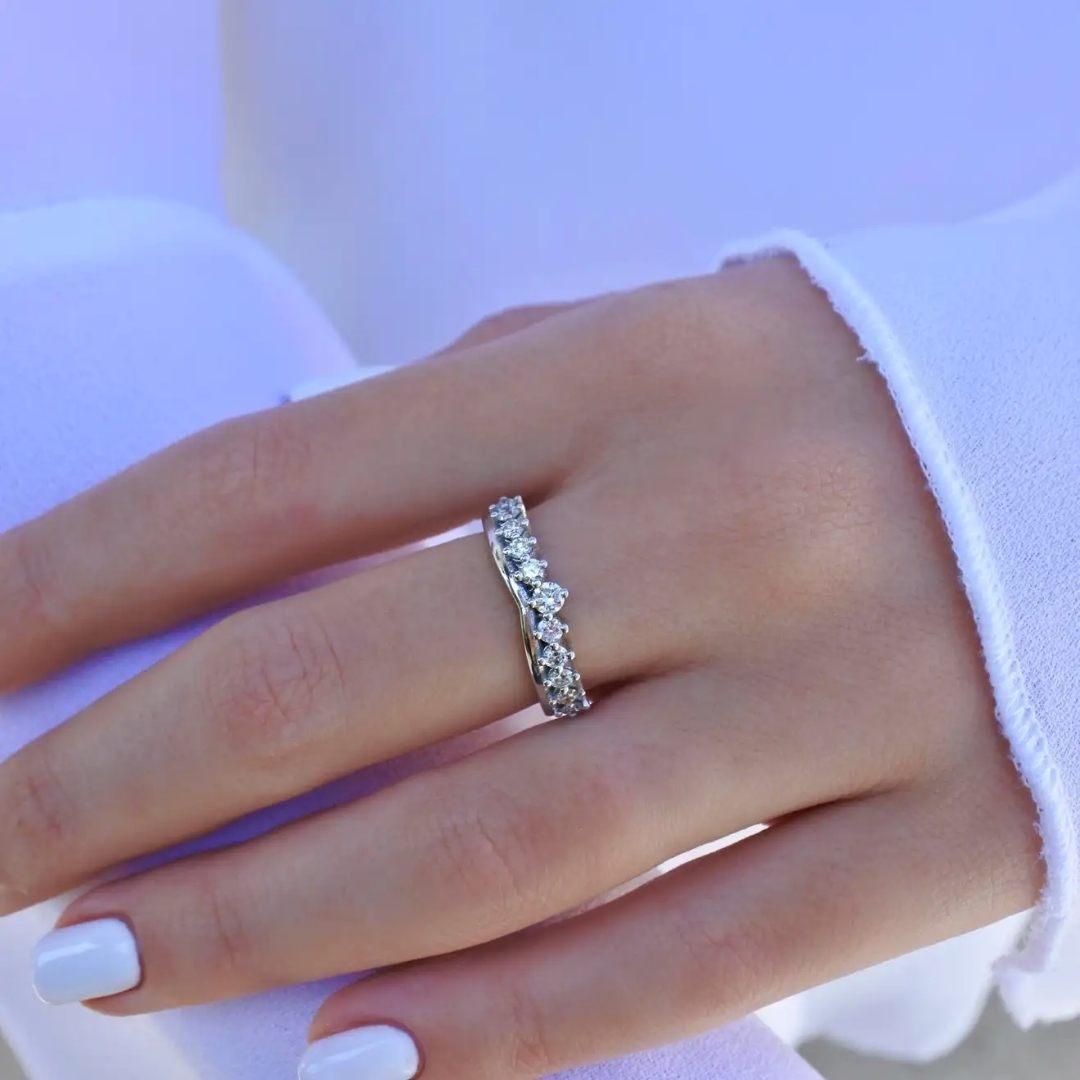 For Sale:  0.37 Carat Genuine Diamond Crown Band Ring in 14k White Gold, Shlomit Rogel 3