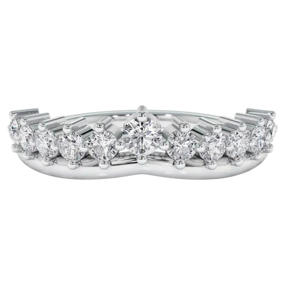 For Sale:  0.37 Carat Genuine Diamond Crown Band Ring in 14k White Gold, Shlomit Rogel