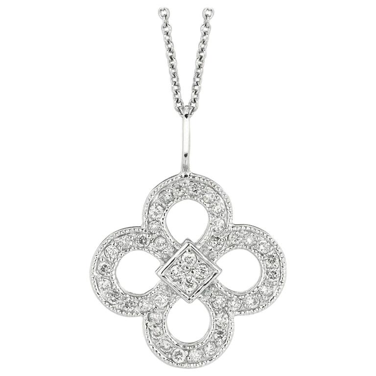 0.37 Carat Natural Diamond Fashion Necklace 14 Karat White Gold G SI