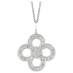 Collier à la mode en or blanc 14 carats avec diamants naturels 0,37 carat