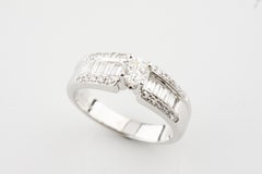 0.37 Carat Round Diamond Solitaire Ring in White Gold with Accents