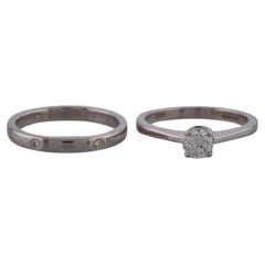 0.37 Carat Solitaire Diamond Engagement and Diamond Band Ring