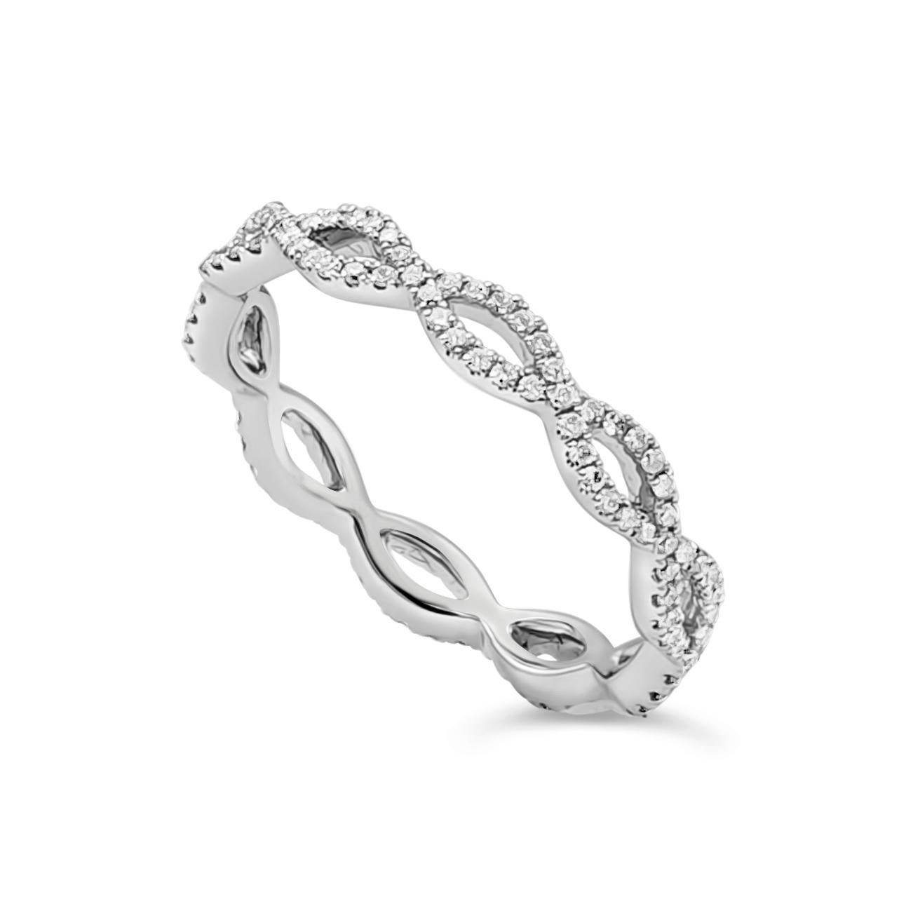 0,37 Karat Brillant Rundschliff Diamant Crossover Unendlichkeits-Ehering (Zeitgenössisch) im Angebot