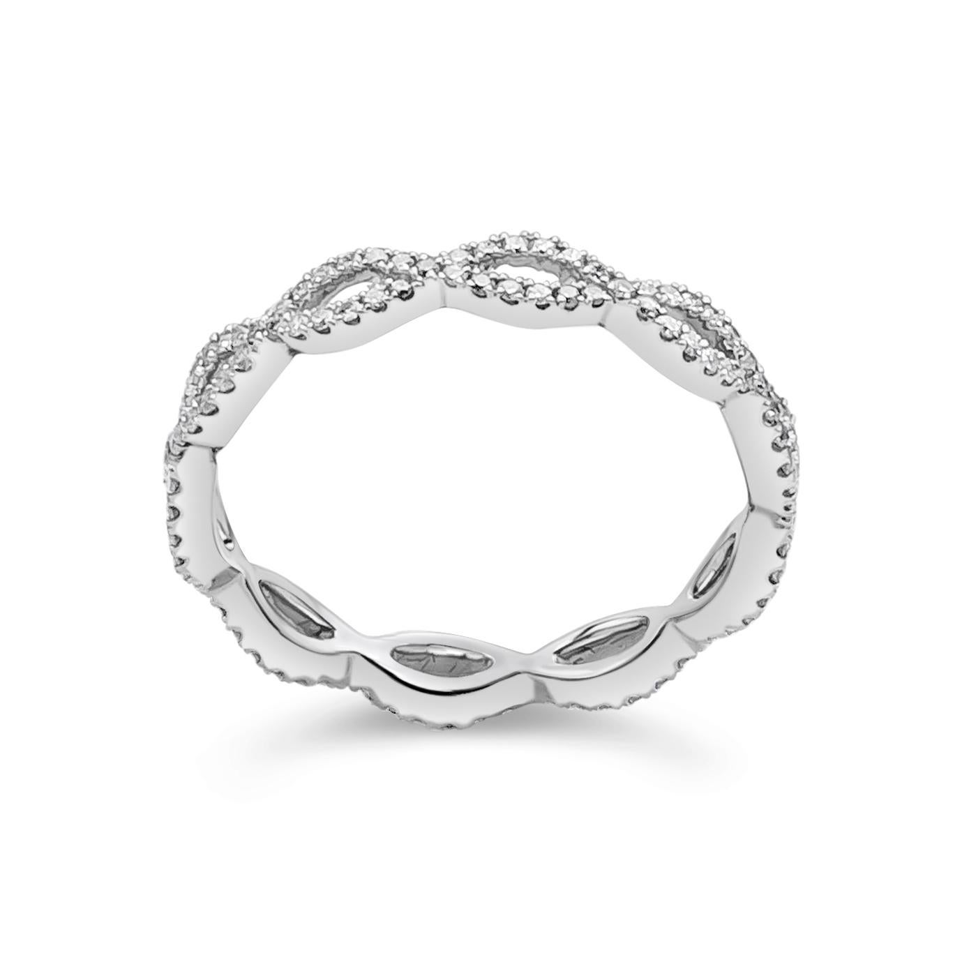0,37 Karat Brillant Rundschliff Diamant Crossover Unendlichkeits-Ehering im Zustand „Neu“ im Angebot in New York, NY