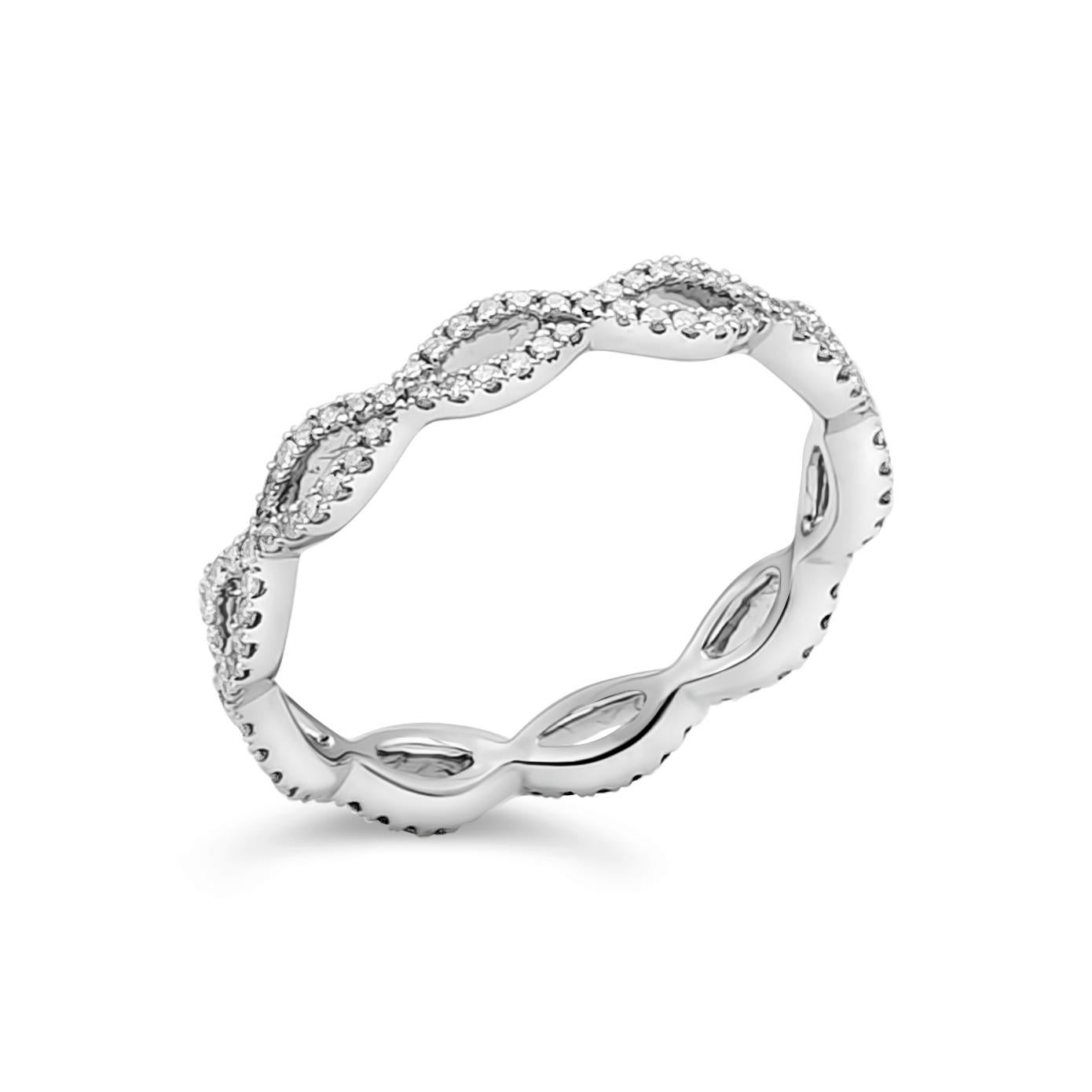 0,37 Karat Brillant Rundschliff Diamant Crossover Unendlichkeits-Ehering Damen im Angebot