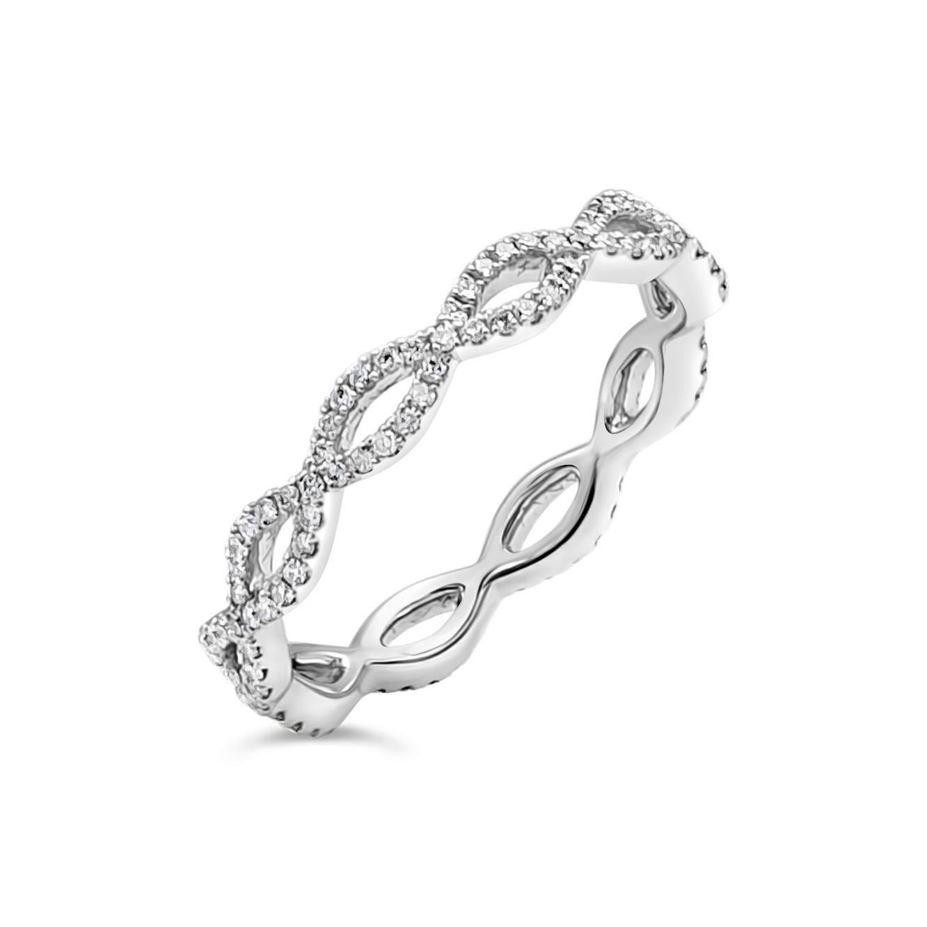 0,37 Karat Brillant Rundschliff Diamant Crossover Unendlichkeits-Ehering im Angebot 1