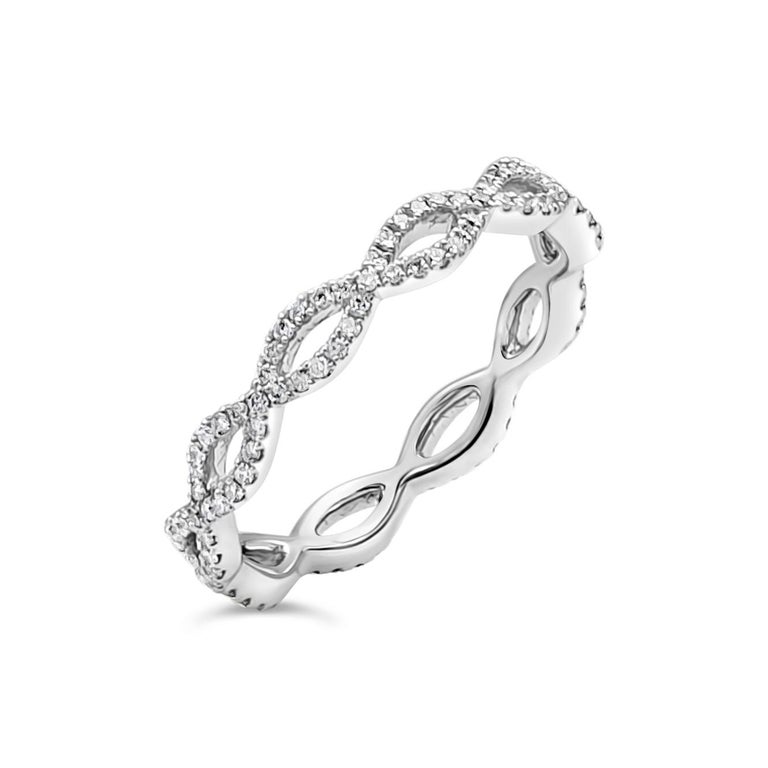 0.37 Carat Total Brilliant Round Cut Diamond Crossover Infinity Wedding