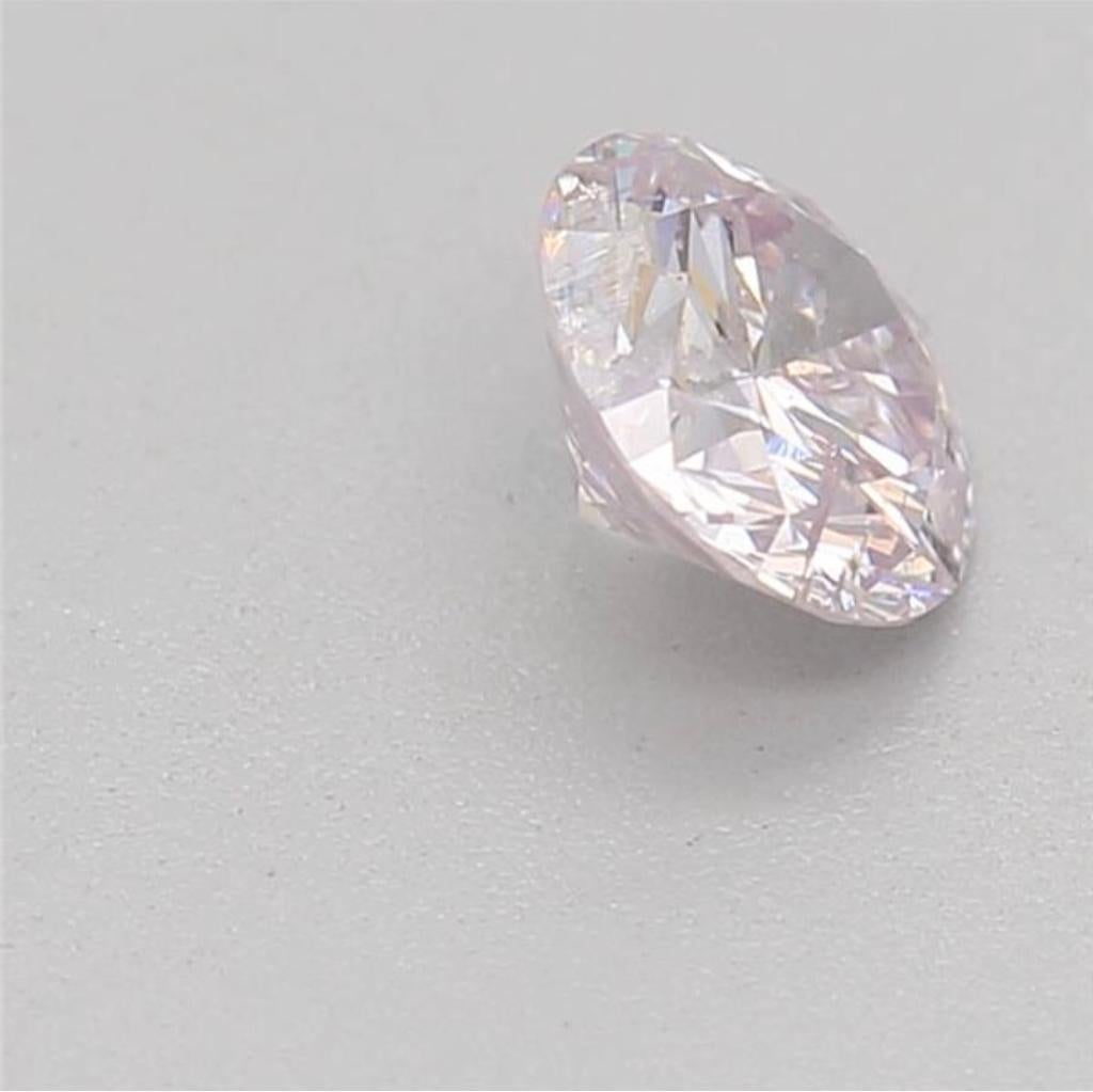 0.37 Carat Very Light Purplish Pink Round Cut Diamond I1 Clarity CGL Certified In New Condition For Sale In Kowloon, HK