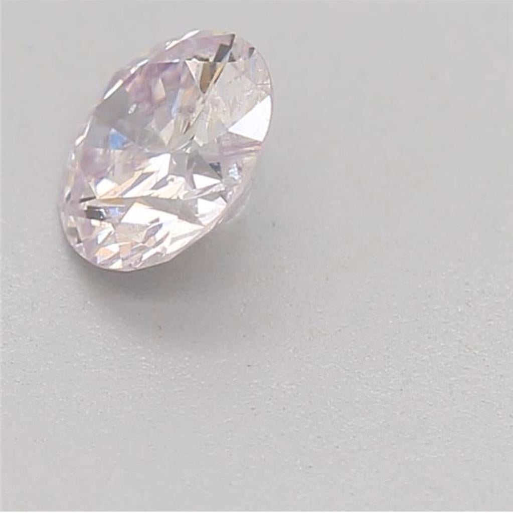 Women's or Men's 0.37 Carat Very Light Purplish Pink Round Cut Diamond I1 Clarity CGL Certified For Sale