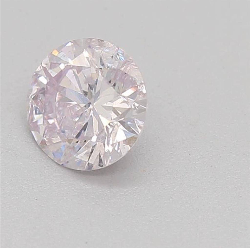 0.37 Carat Very Light Purplish Pink Round Cut Diamond I1 Clarity CGL Certified For Sale 2