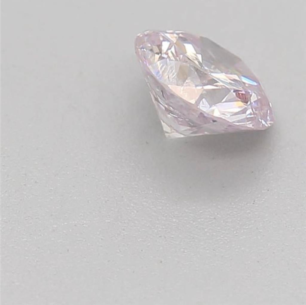 0.37 Carat Very Light Purplish Pink Round Cut Diamond I1 Clarity CGL Certified For Sale 3