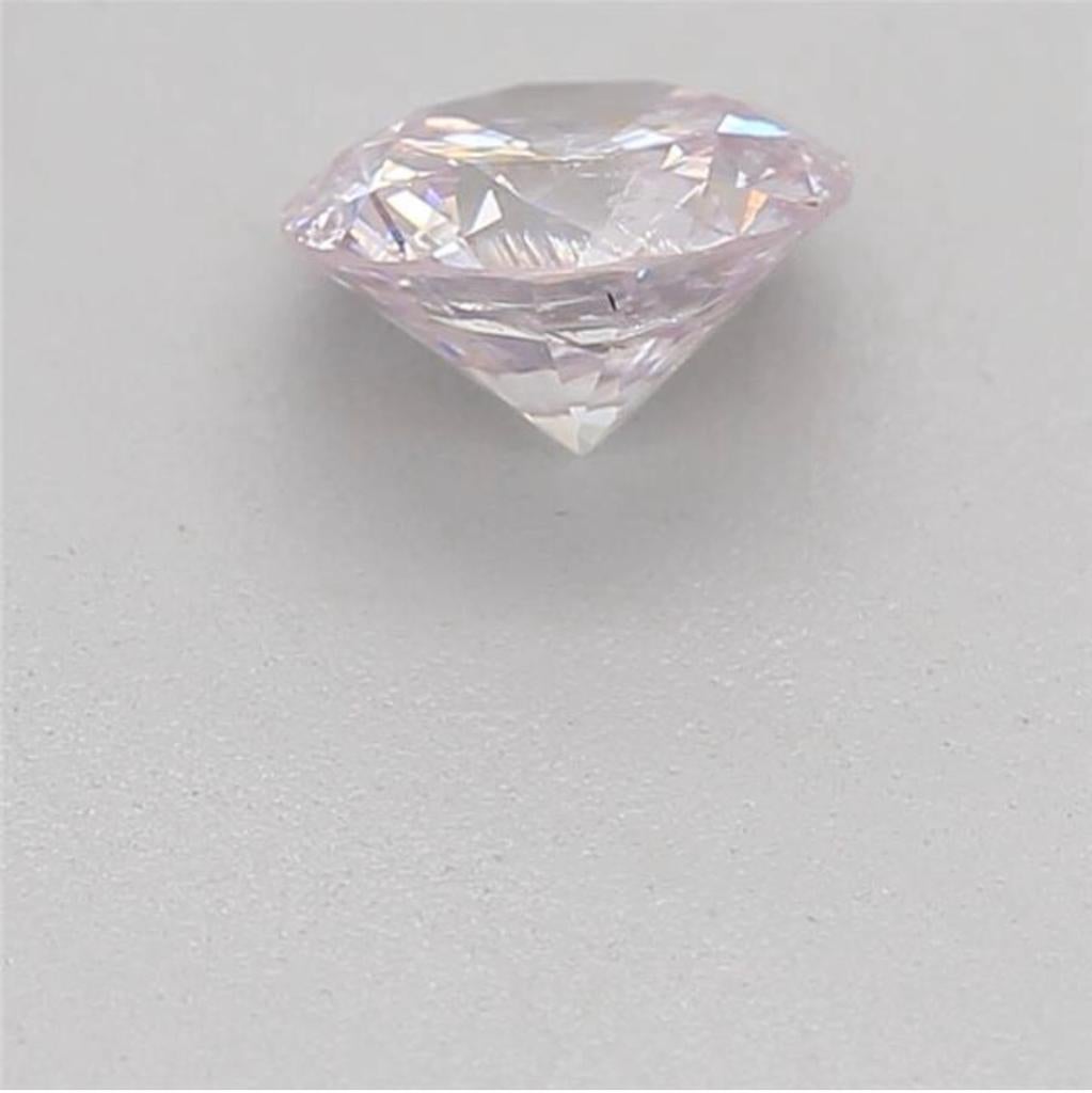 0.37 Carat Very Light Purplish Pink Round Cut Diamond I1 Clarity CGL Certified For Sale 4