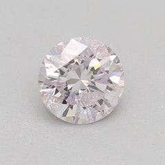 Diamant rose violacé très clair de 0,37 carat, de taille ronde I1, certifié CGL