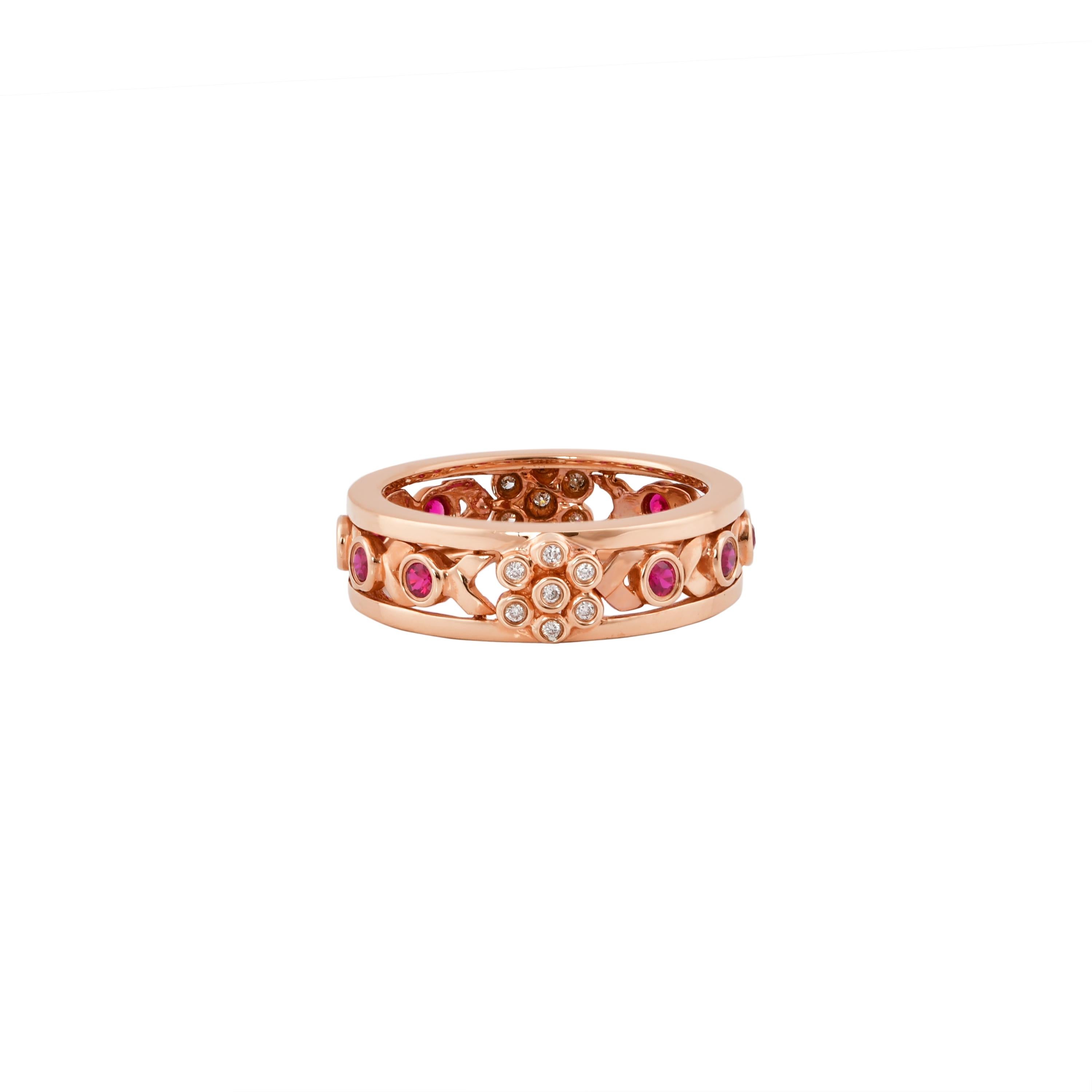 Round Cut Sunita Nahata Ruby 0.37ct. Fancy Ring in 14Karat Rose Gold For Sale