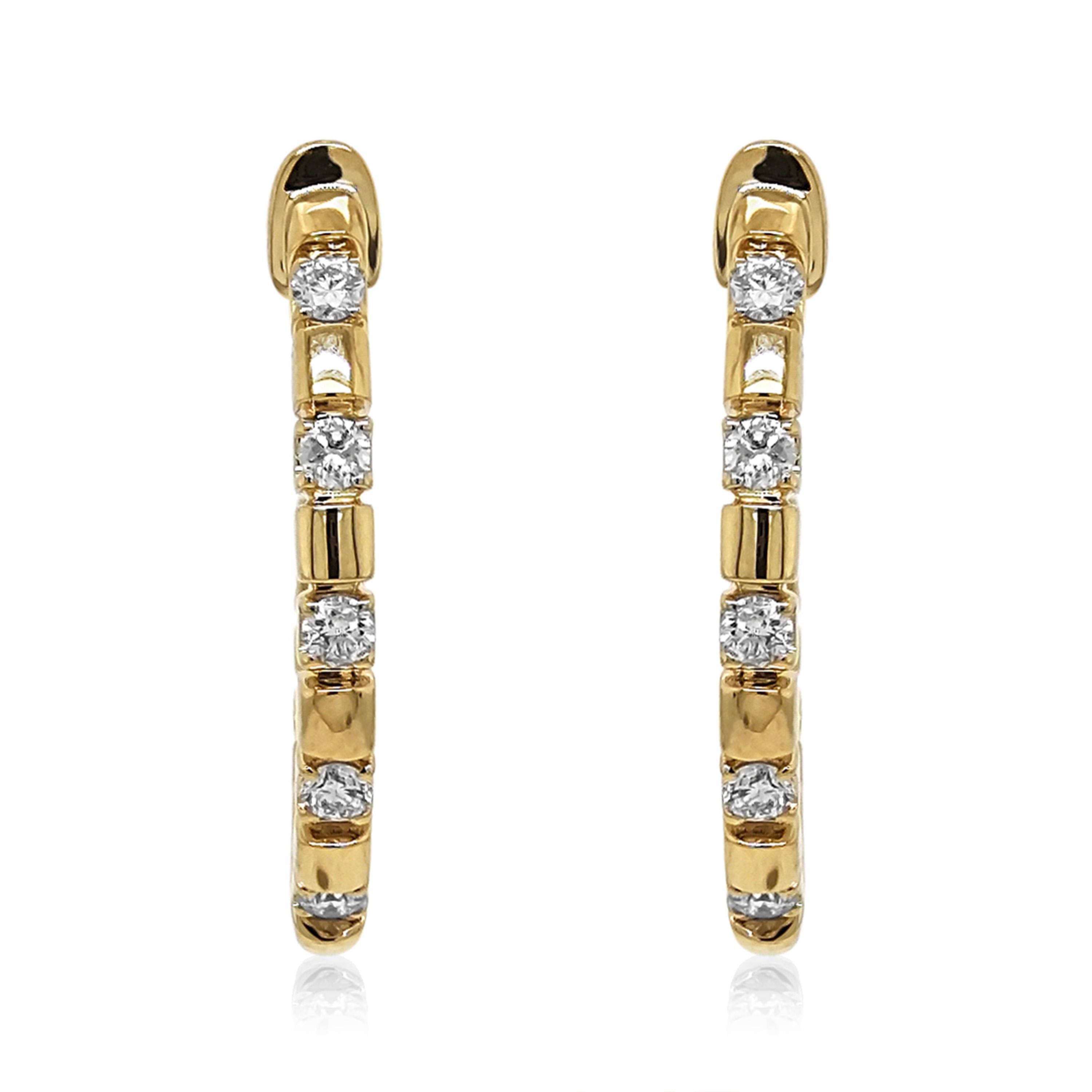 Boucles d'oreilles en or jaune avec diamants blancs de 0,37 carat Neuf - En vente à New York, NY