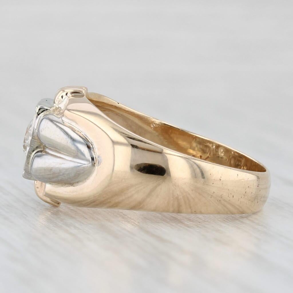 Informationen zu Edelsteinen:
- Natürlicher Diamant -
Karat - 0,37ct 
Schnitt - Alteuropäisch
Farbe - G - H
Klarheit - VS2

Metall: 14k Weiß- und Gelbgold
Gewicht: 7,4 Gramm 
Briefmarken: 14k
Stirnseite Höhe: 11.5 mm 
Höhe über dem Finger: 4.8