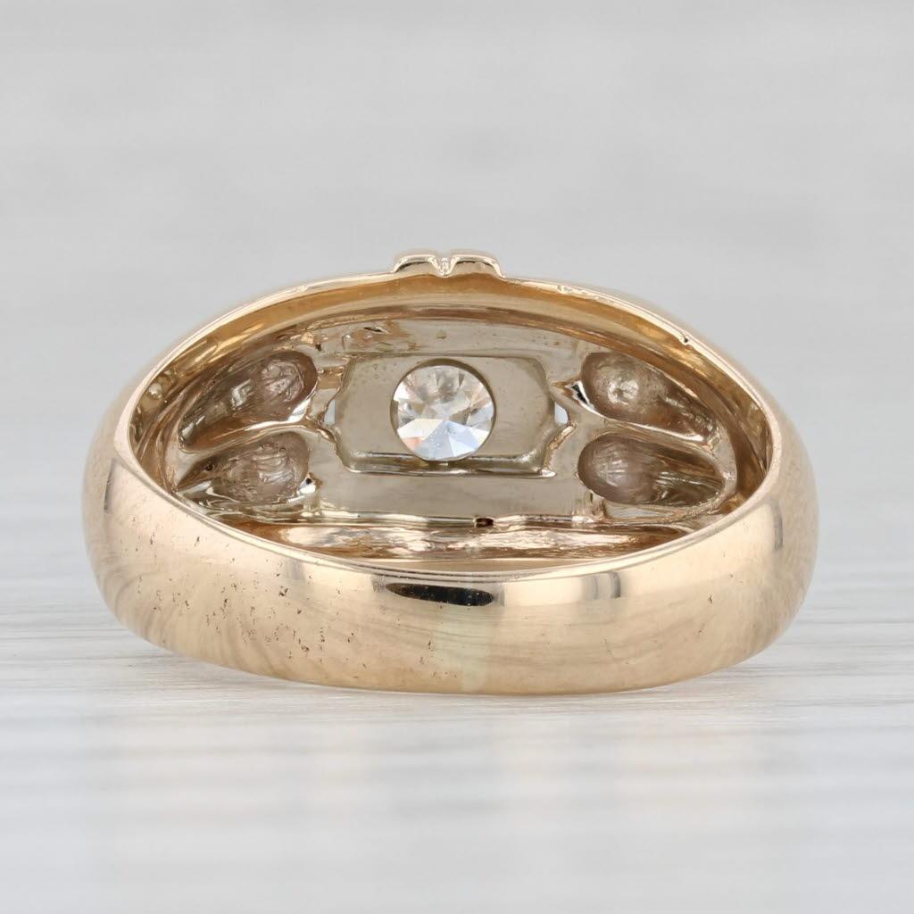 0,37ct Diamant Solitär Ring 14k Gelb Weißgold Größe 8,25 Vintage By (Alteuropäischer Schliff) im Angebot