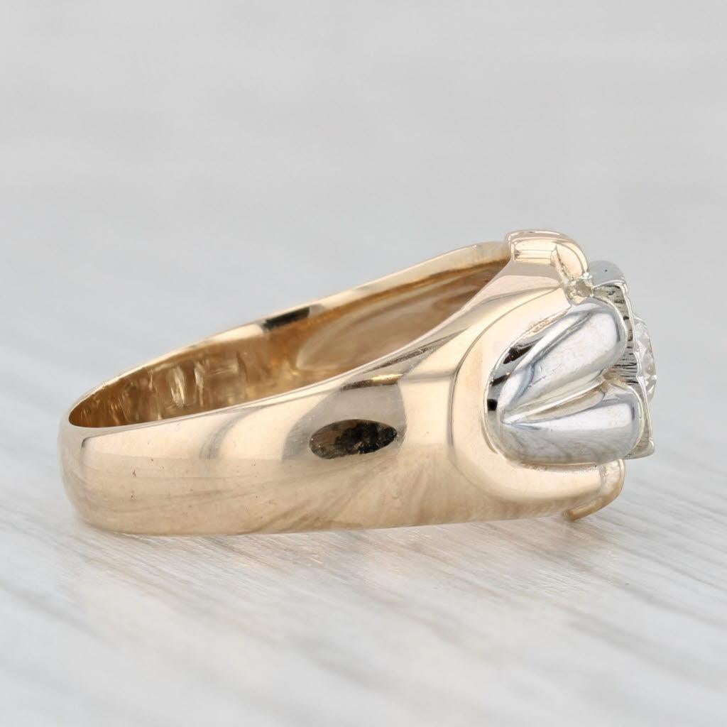 0,37ct Diamant Solitär Ring 14k Gelb Weißgold Größe 8,25 Vintage By für Damen oder Herren im Angebot