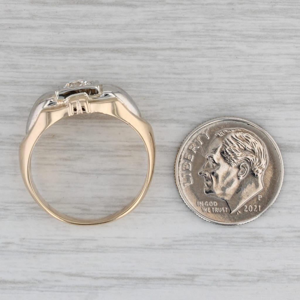 0,37ct Diamant Solitär Ring 14k Gelb Weißgold Größe 8,25 Vintage By im Angebot 2