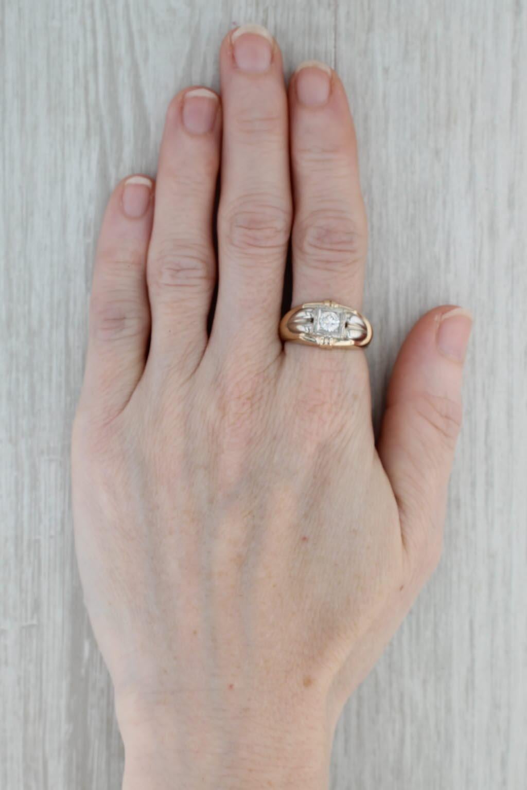 0,37ct Diamant Solitär Ring 14k Gelb Weißgold Größe 8,25 Vintage By im Angebot 4