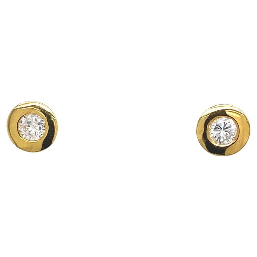 0.37ct Diamond Studs Earrings in Rubover Setting in 18ct Yellow Gold