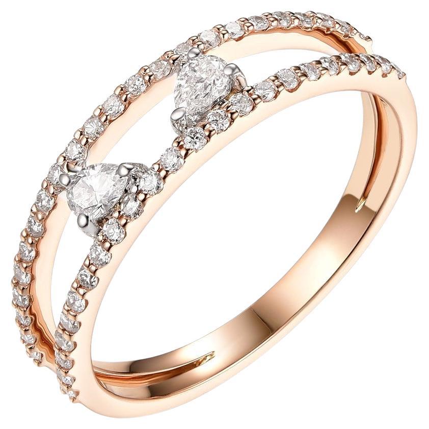 Anillo de diamantes pera de 0,37 quilates en oro rosa y blanco de 18 quilates
