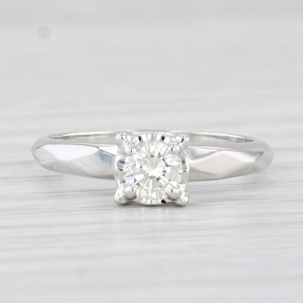 Round Cut 0.37ct Round Diamond Solitaire Engagement Ring 14k White Gold Size 6.25