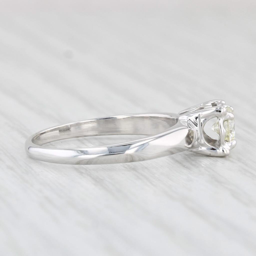 0.37ct Round Diamond Solitaire Engagement Ring 14k White Gold Size 6.25 1