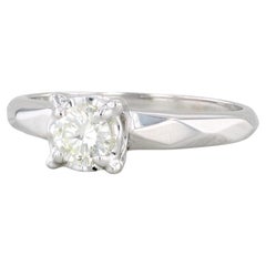 0.37ct Round Diamond Solitaire Engagement Ring 14k White Gold Size 6.25
