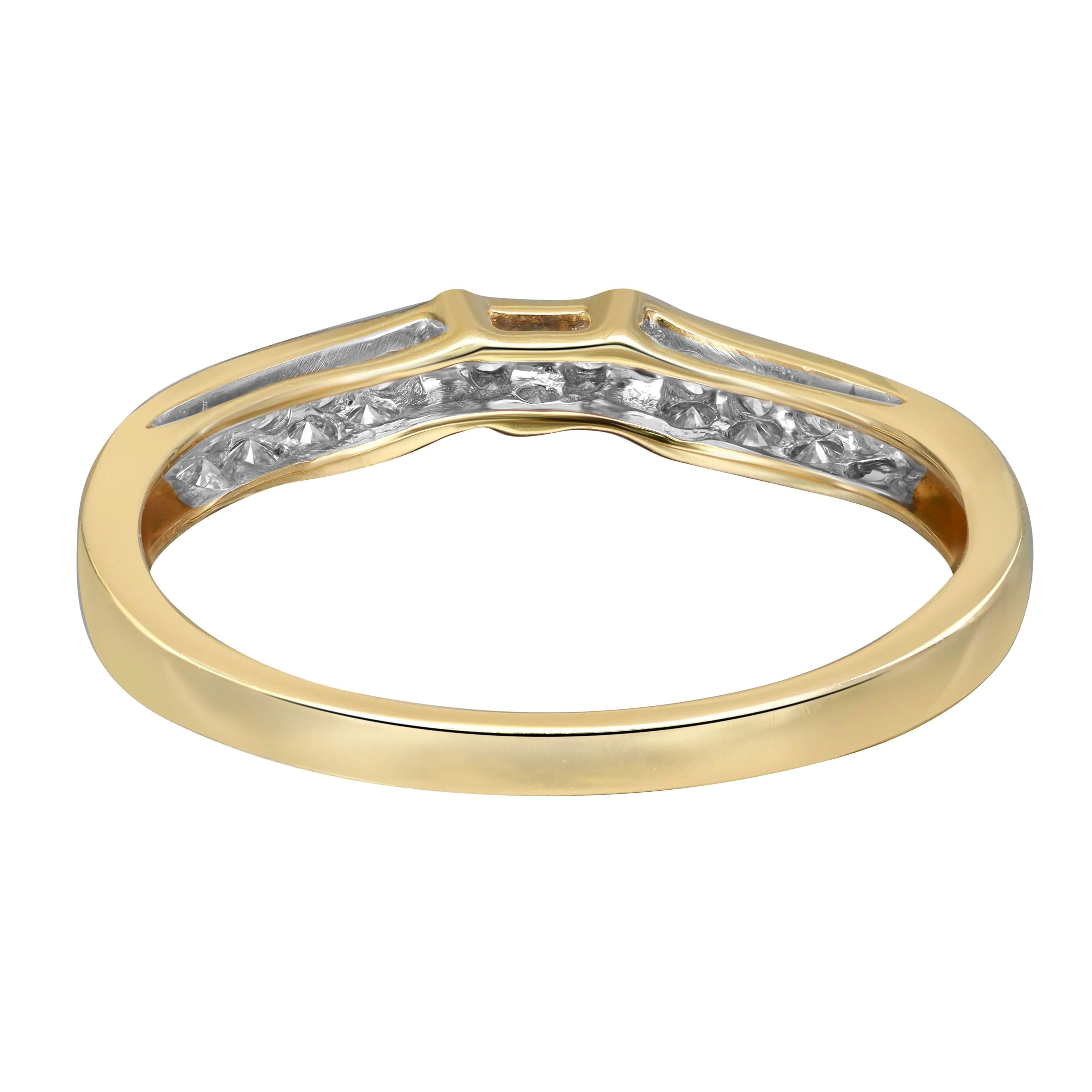 This beautiful petite band ring features round brilliant cut diamonds in pave setting. Crafted in high polished 14K yellow gold. Diamond color I and SI clarity. Total diamond weight: 0.37 carat. Ring size: 7.75. Band width: 2.6mm. Total weight: 1.87