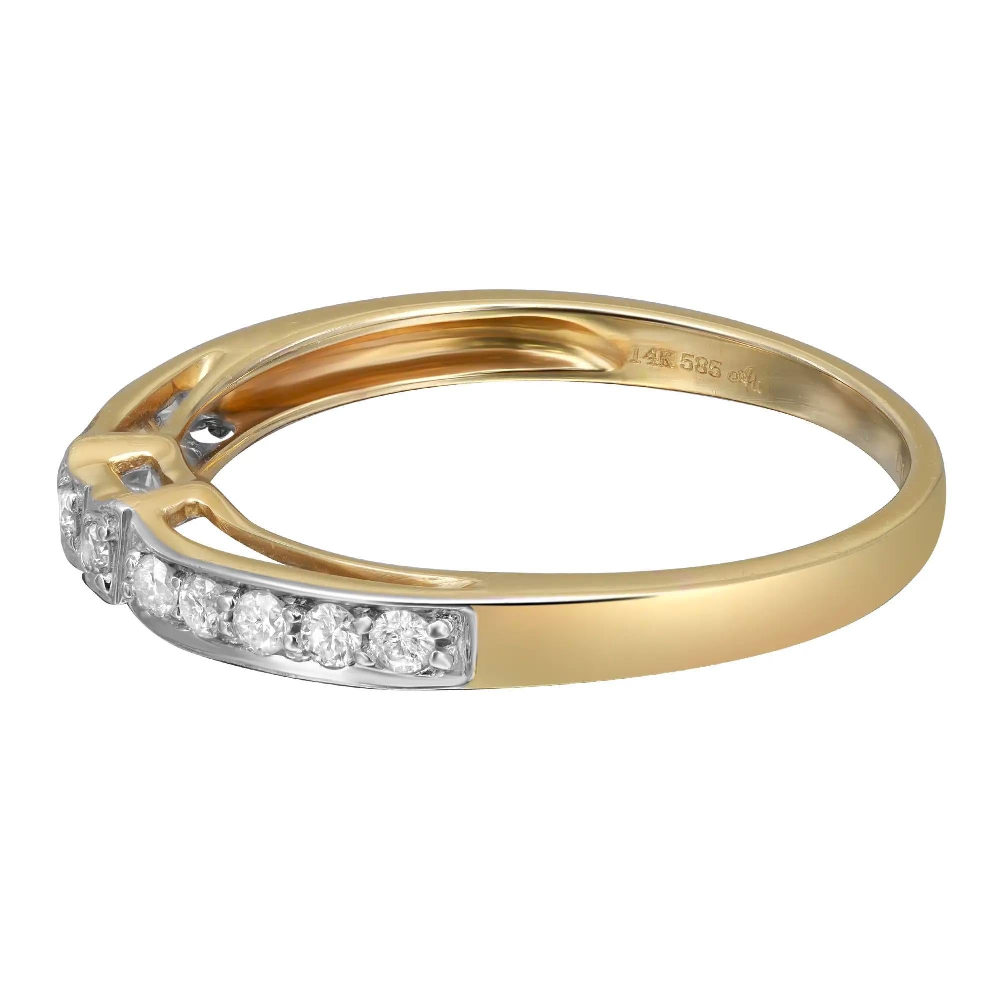 Modern 0.37cttw Pave Set Round Cut Diamond Petite Band Ring 14k Yellow Gold For Sale