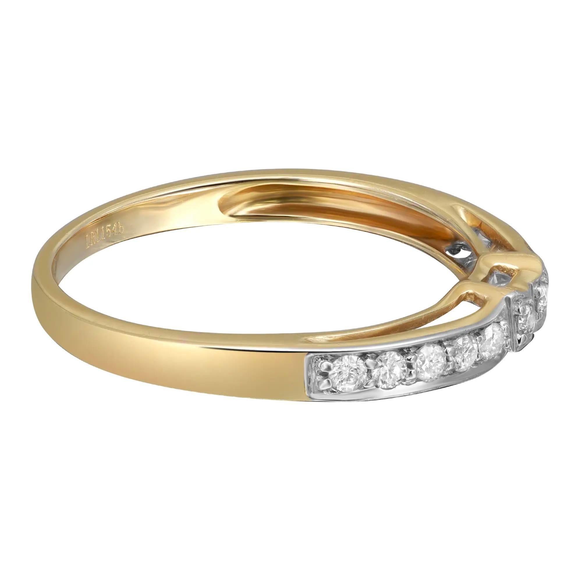 0.37cttw Pave Set Round Cut Diamond Petite Band Ring 14k Yellow Gold In New Condition For Sale In New York, NY