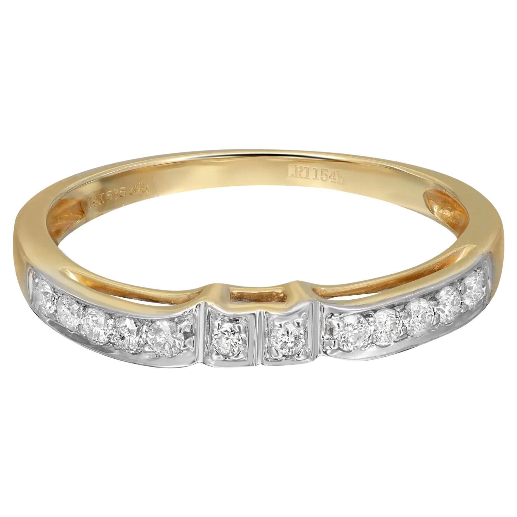 0.37cttw Pave Set Round Cut Diamond Petite Band Ring 14k Yellow Gold For Sale
