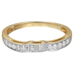 Bague à petit anneau en or jaune 14 carats avec diamants taille ronde sertis en pavé de 0,37 carat