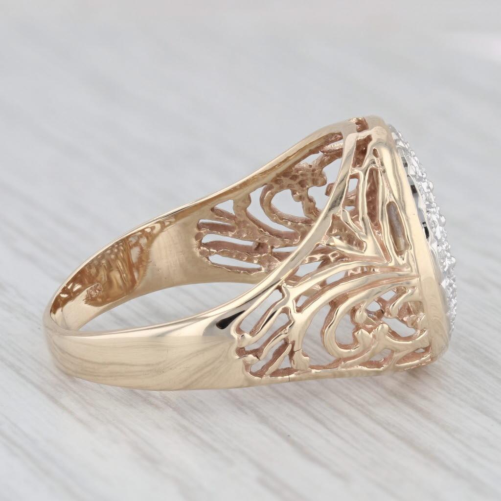 0.37ctw Diamant-Cluster-Ring 10k Gelb Weißgold Openwork Größe 12,5 Men's im Zustand „Gut“ in McLeansville, NC