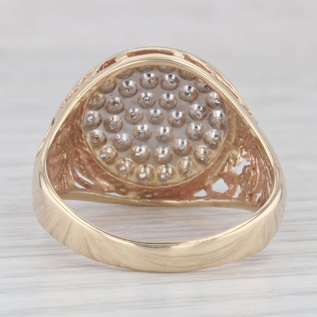 0.37ctw Diamant-Cluster-Ring 10k Gelb Weißgold Openwork Größe 12,5 Men's Herren