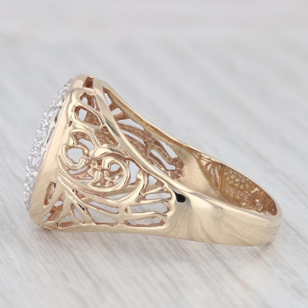 0.37ctw Diamant-Cluster-Ring 10k Gelb Weißgold Openwork Größe 12,5 Men's 1