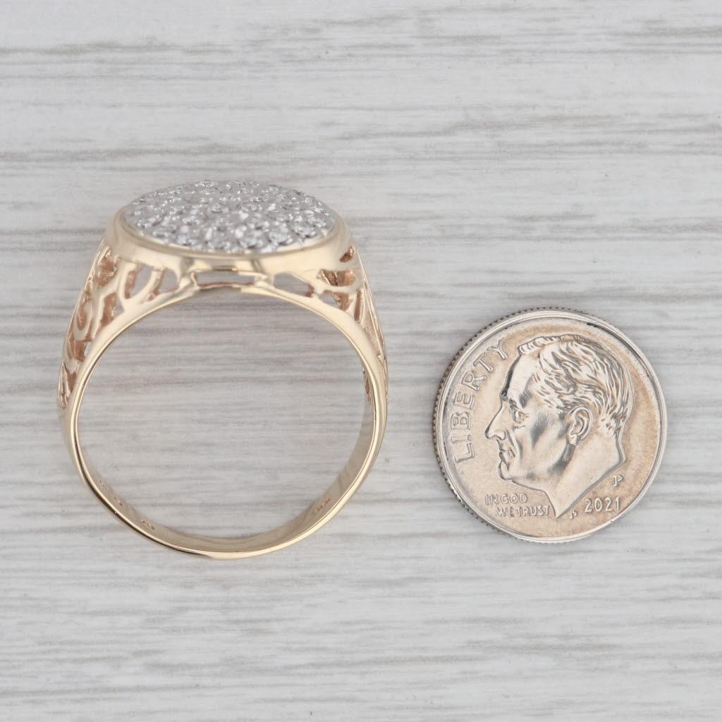 0.37ctw Diamant-Cluster-Ring 10k Gelb Weißgold Openwork Größe 12,5 Men's 2
