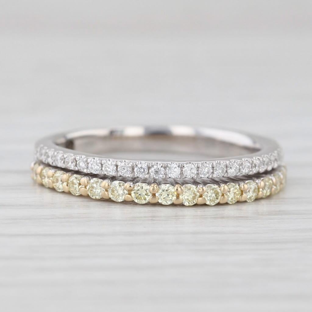 0.37ctw Diamond Wedding Band 14k White Yellow Gold Size 5.25 Stackable Bon état - En vente à McLeansville, NC