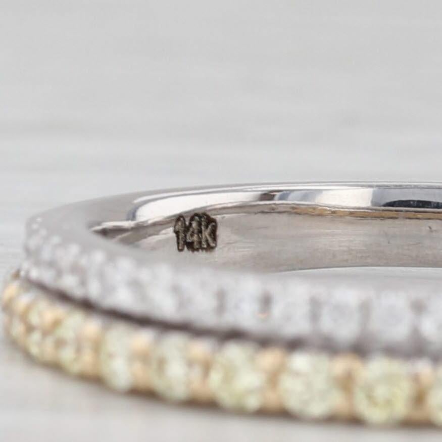 0.37ctw Diamond Wedding Band 14k White Yellow Gold Size 5.25 Stackable en vente 2