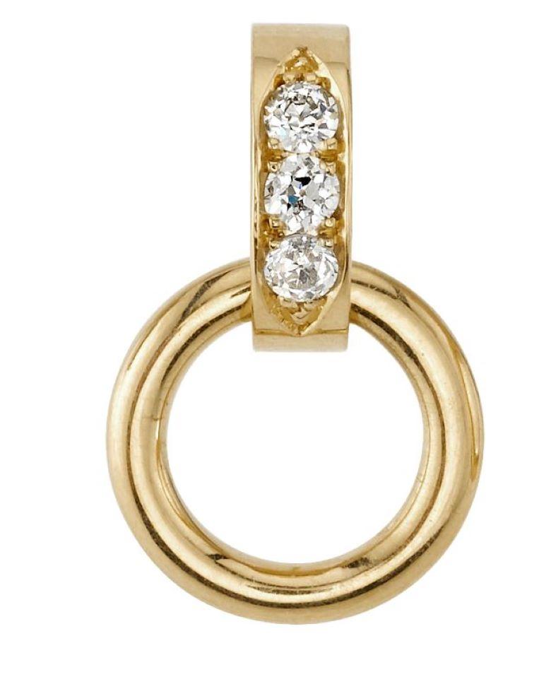 Approximately 0.35ctw old European cut diamonds set in 18K yellow gold hoop earrings. 

Please inquire about additional metal colors and customization.

Our jewelry is made locally in Los Angeles and most pieces are made to order. For these