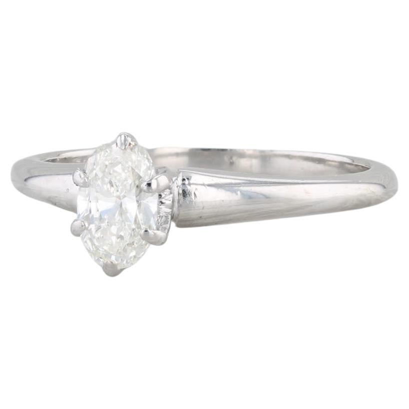 0.37ctw Pear Diamond Halo Engagement Ring 14k White Gold Size 5 For Sale