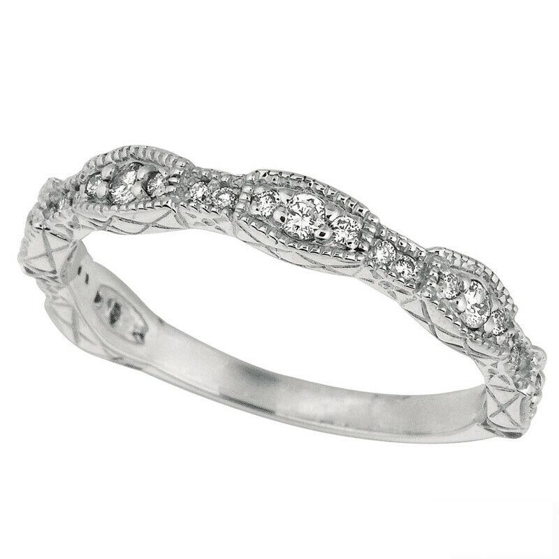 For Sale:  0.38 Carat 5 Stone Natural Diamond Stackable Guard Ring G SI 14k White Gold 2