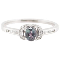 0.38 Carat Alexandrite and Diamond Engagement Ring Set in Platinum