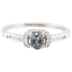 0.bague de fiançailles en alexandrite et diamant de 38 carats:: sertie de platine