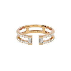 0.38 Carat Diamond Baguette Double Line Engagement Ring in 18 Karat Gold